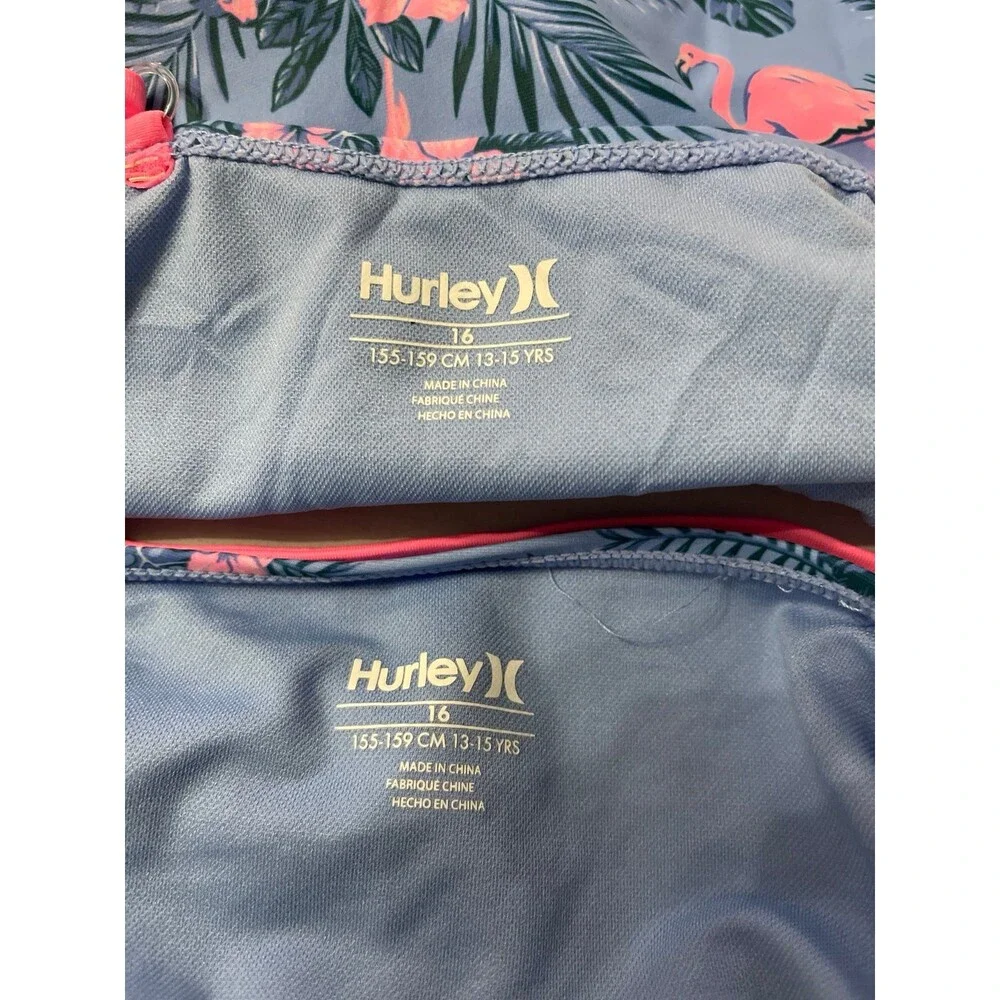 Hurley Tri-Cutout Tankini Swimsuit Atlantic Blue Size 16 New With Tags
